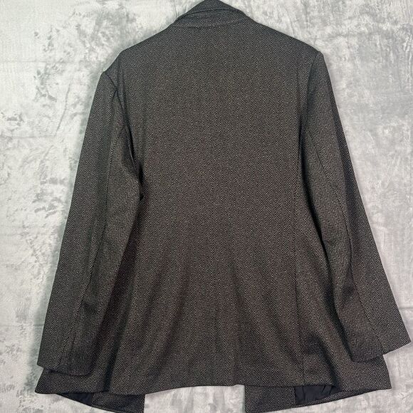 Anne Klein Brown Black Chevron Open Front Blazer Jacket Size XL - Picture 12 of 12